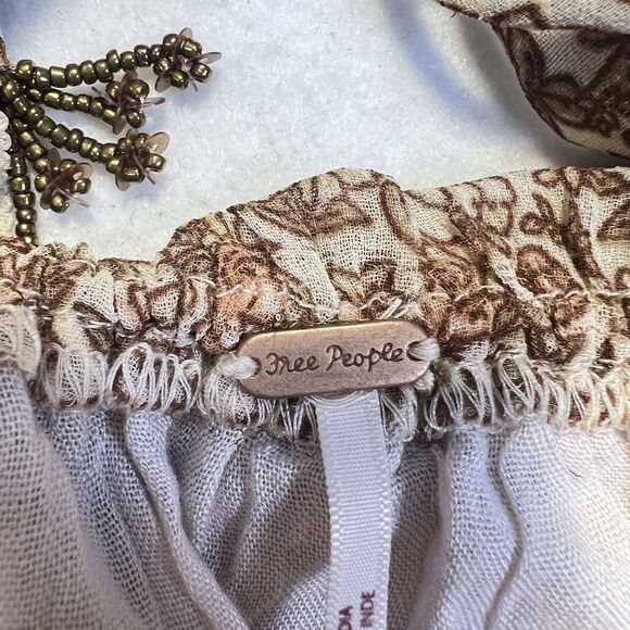 Free People Womens Beige Pennie Floral Ruffle Long Sleeve Mini Dress Size S - Picture 11 of 14